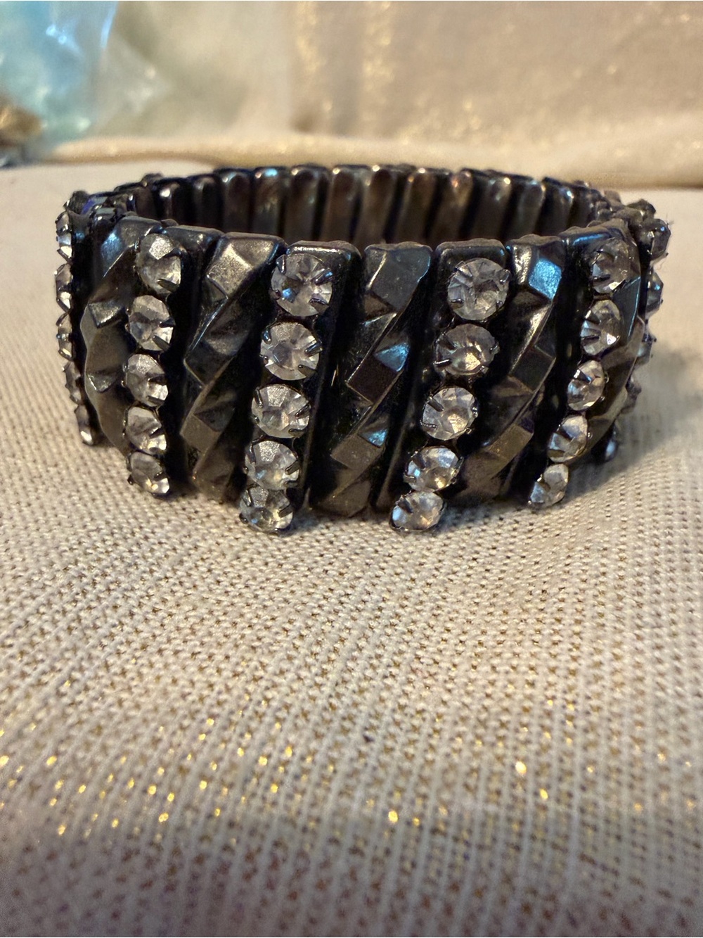 Vintage Style Women's Black Crystal Stretch Bracelet